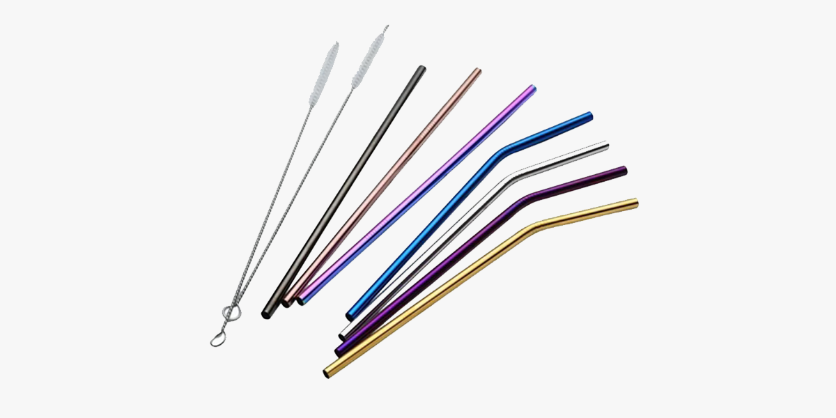 Stainless Steel Straight or Bent Straws (4- or 8-Pack)