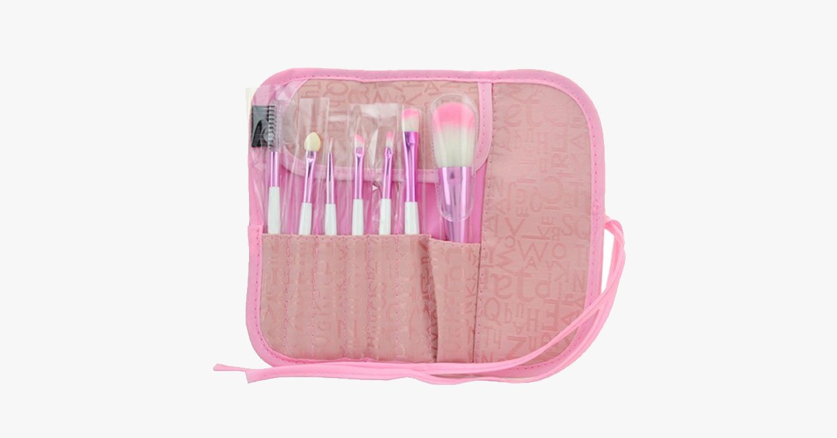7 Piece Pink Brush Set – Makeup Brushes For a Flawless Look