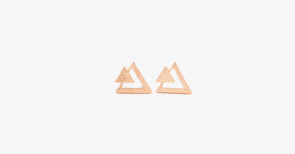 Double Triangle Stud Earring - Fashionable Multicolor Set of Two