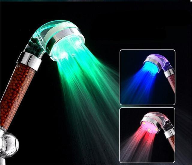 LED Water Saving Temperature Control Colorful Handheld Big Rain Shower