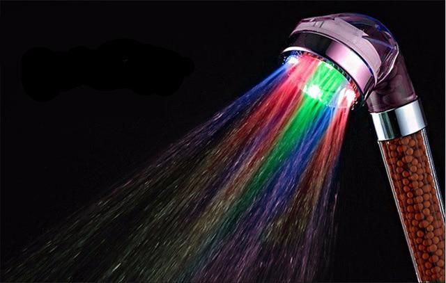 LED Water Saving Temperature Control Colorful Handheld Big Rain Shower