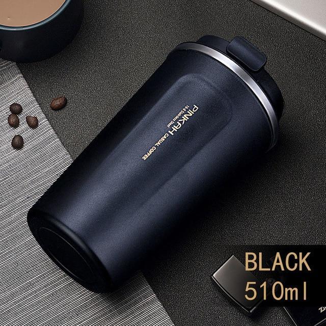 Stainless Steel Thermo Coffee Mug with Lid and Spoon