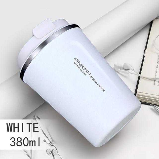 Stainless Steel Thermo Coffee Mug with Lid and Spoon