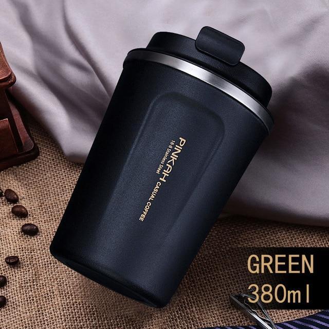 Stainless Steel Thermo Coffee Mug with Lid and Spoon