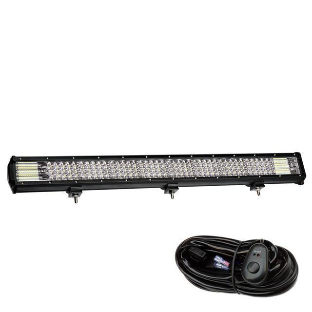 Bumper Grill Offroad LED Light Bar W/Rocker Switch Wiring Harness Tube Clamps