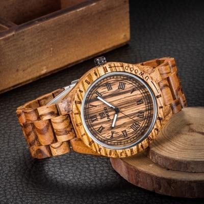 Men's Dress Wooden Wrist Watch Natural Calendar Display