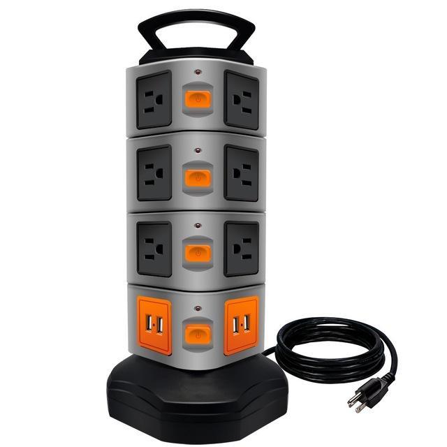 USB Power Strip Protector Electric Charge Station Plugs Socket 4 USB Slot Extension Cord