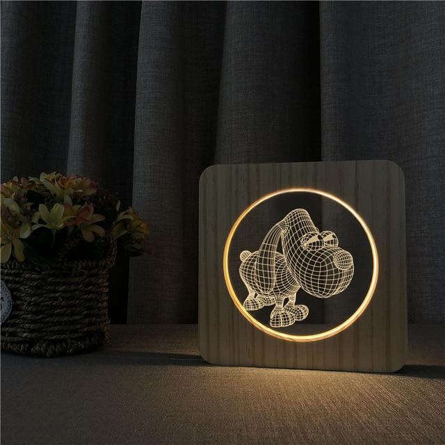 Wooden French Bulldog 3D LED Night Light
