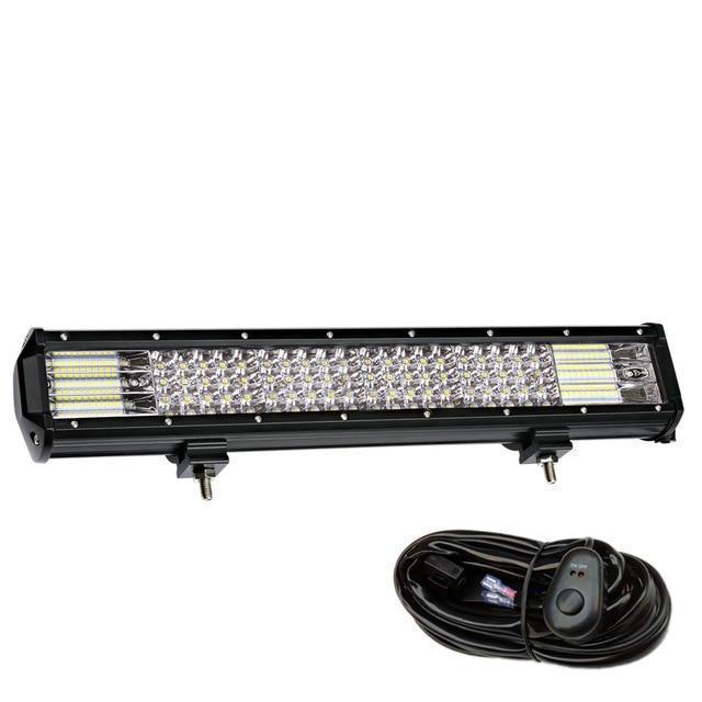 Bumper Grill Offroad LED Light Bar W/Rocker Switch Wiring Harness Tube Clamps