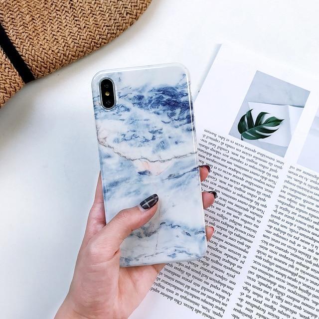 New Luxury Glossy Marble Veins Phone Case For iPhone Cover