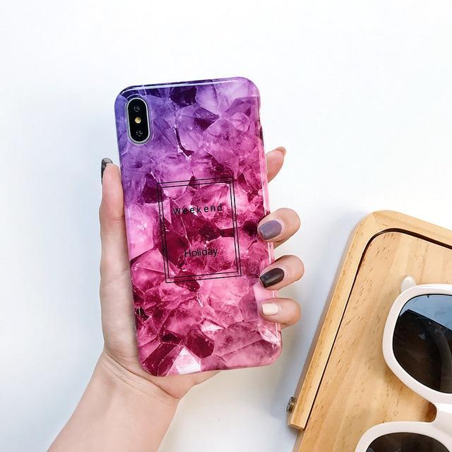 New Luxury Glossy Marble Veins Phone Case For iPhone Cover
