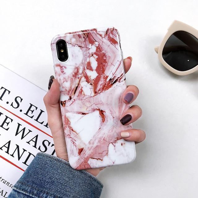 New Luxury Glossy Marble Veins Phone Case For iPhone Cover