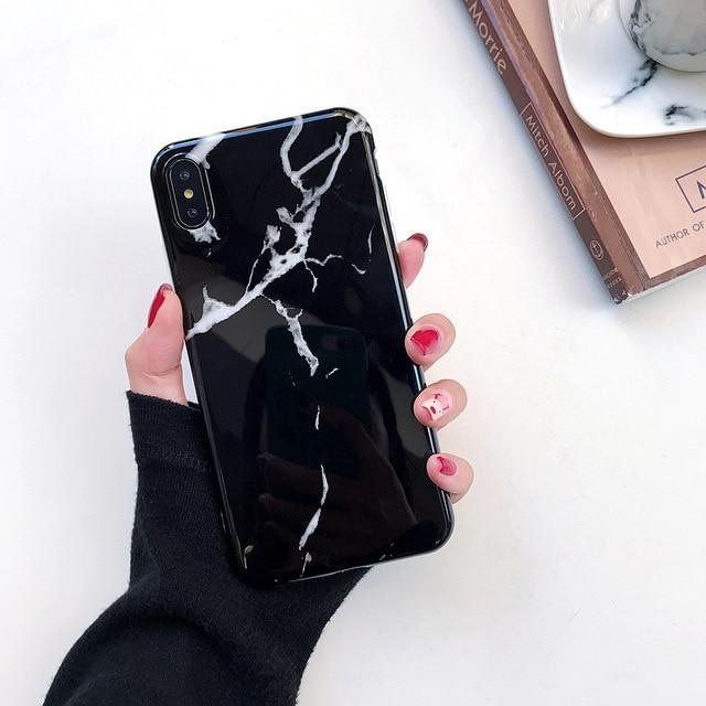 New Luxury Glossy Marble Veins Phone Case For iPhone Cover