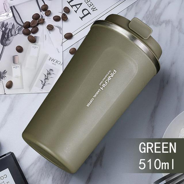 Stainless Steel Thermo Coffee Mug with Lid and Spoon