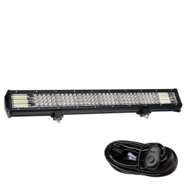Bumper Grill Offroad LED Light Bar W/Rocker Switch Wiring Harness Tube Clamps