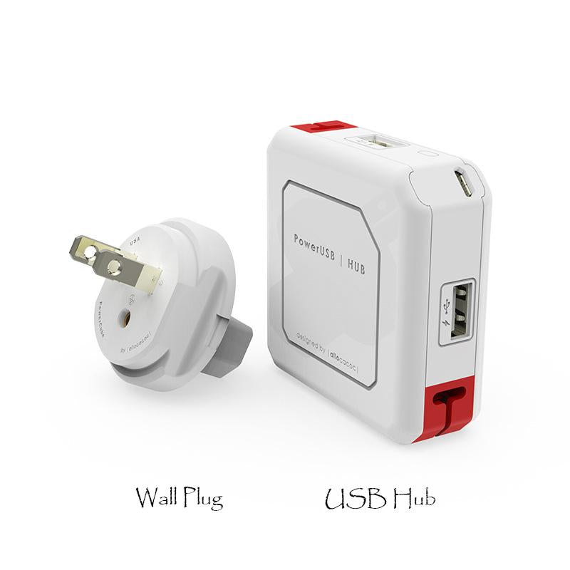 4-port 4-in-1 Power Bank, USB Hub, Cable Organizer & Wall Adapter