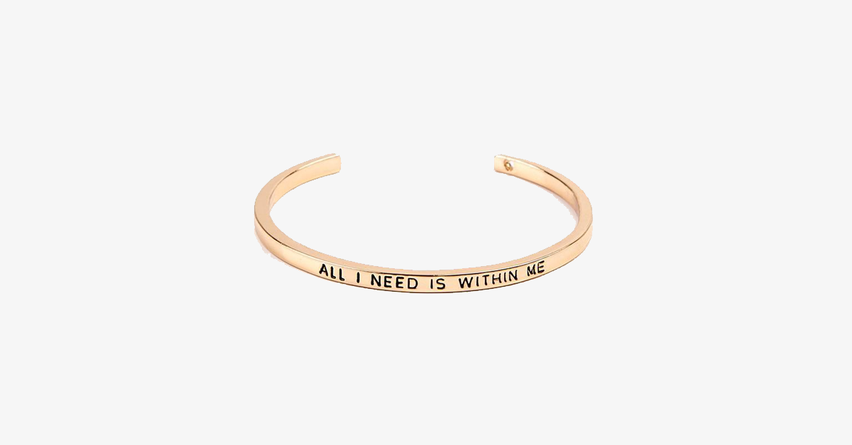 Beautiful Cuff Bangle Bracelet with Motivational Quote