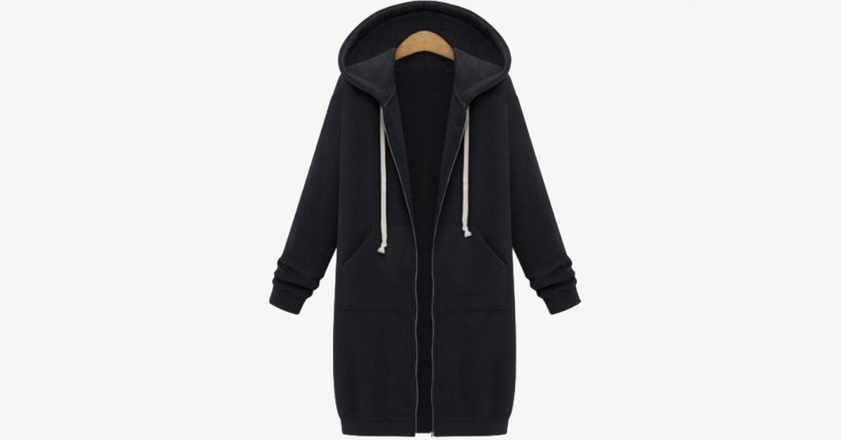 Women s Long Zip Sweatshirt Hoodie Soho Emporium