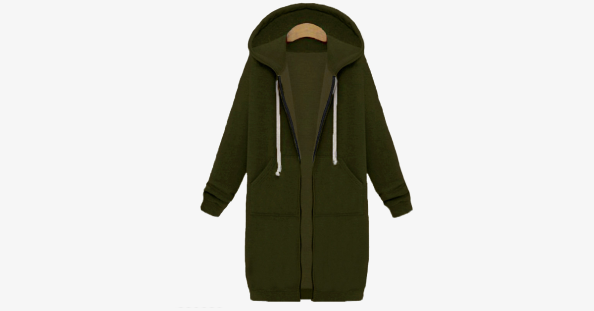 Women's Long Zip Sweatshirt Hoodie