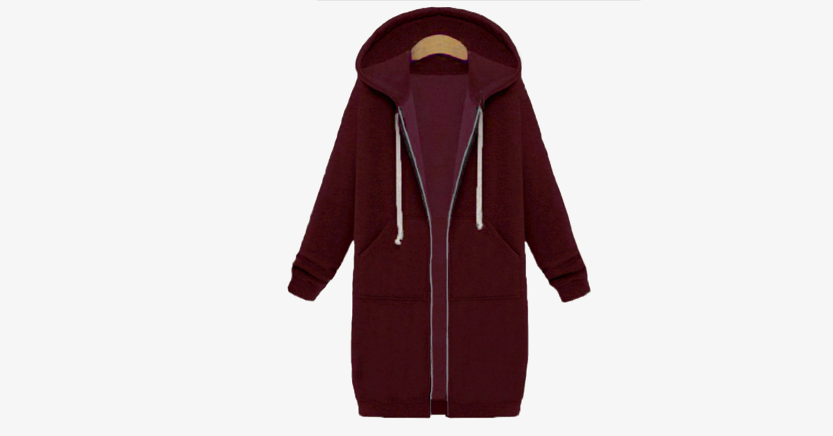 Women's Long Zip Sweatshirt Hoodie