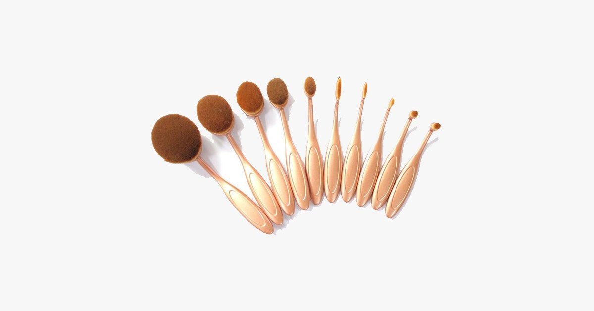 'The Midas Touch' 10 Piece Oval Brush Set